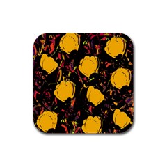 Yellow Roses  Rubber Square Coaster (4 Pack) 