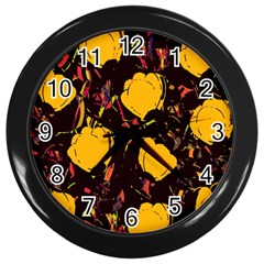 Yellow Roses  Wall Clocks (black) by Valentinaart