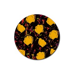 Yellow Roses  Rubber Round Coaster (4 Pack) 