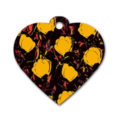 Yellow Roses  Dog Tag Heart (one Side)