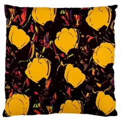 Yellow Roses  Large Cushion Case (one Side) by Valentinaart