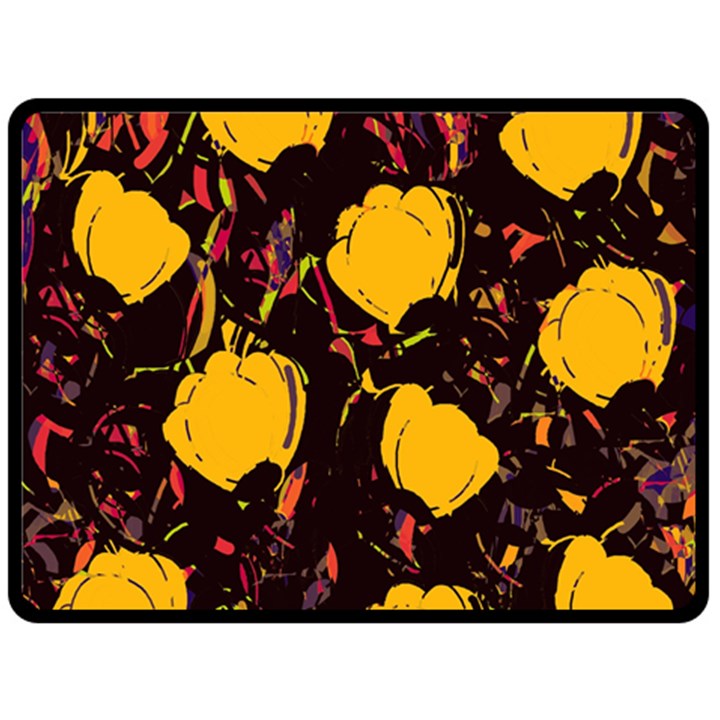 Yellow roses  Double Sided Fleece Blanket (Large) 