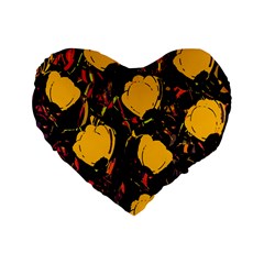 Yellow Roses  Standard 16  Premium Flano Heart Shape Cushions