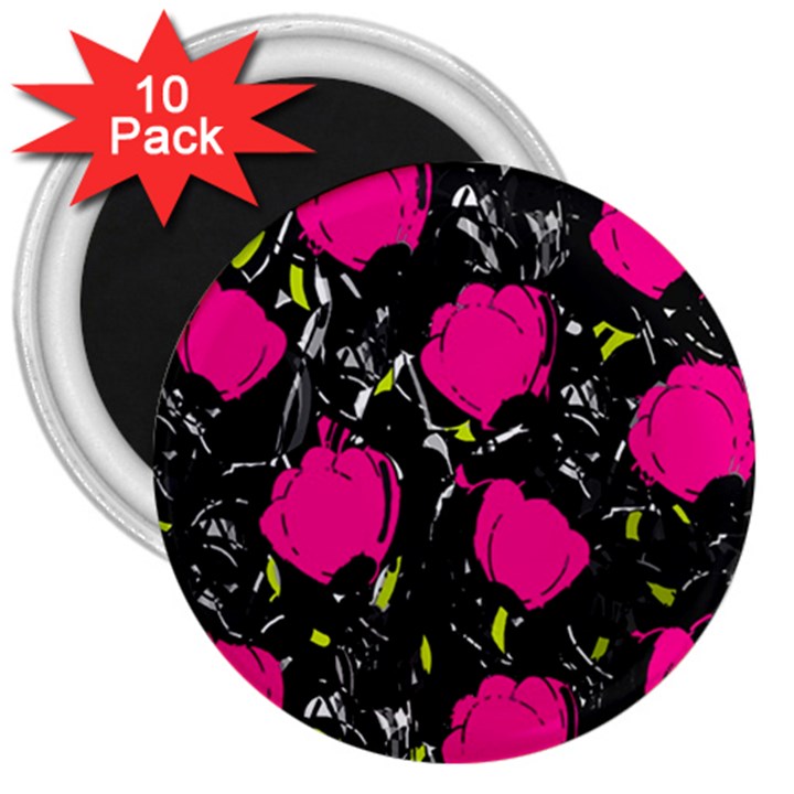 Pink roses  3  Magnets (10 pack) 