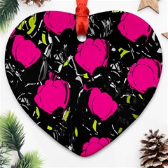 Pink roses  Heart Ornament (2 Sides)