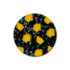 Yellow Roses 2 Rubber Round Coaster (4 Pack) 