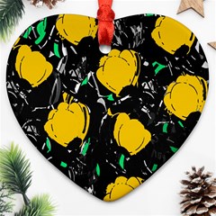 Yellow Roses 2 Heart Ornament (2 Sides) by Valentinaart