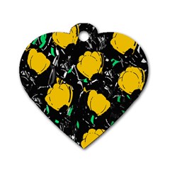 Yellow Roses 2 Dog Tag Heart (two Sides)