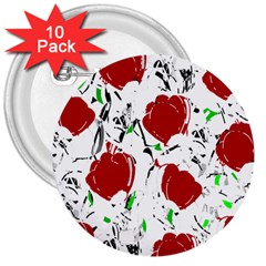 Red Roses 2 3  Buttons (10 Pack)  by Valentinaart