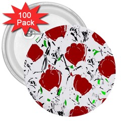 Red Roses 2 3  Buttons (100 Pack)  by Valentinaart