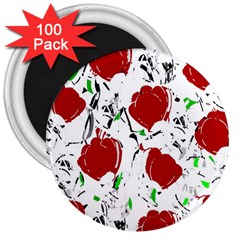 Red Roses 2 3  Magnets (100 Pack) by Valentinaart