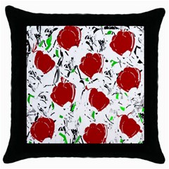 Red Roses 2 Throw Pillow Case (black)