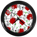 Red roses 2 Wall Clocks (Black) Front