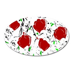 Red Roses 2 Oval Magnet