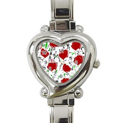 Red Roses 2 Heart Italian Charm Watch by Valentinaart