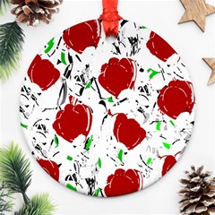 Red Roses 2 Round Ornament (two Sides) 