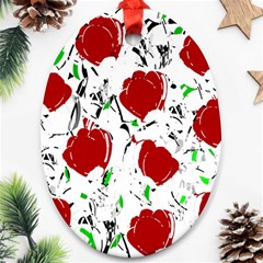 Red Roses 2 Oval Ornament (two Sides)