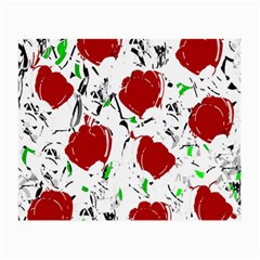 Red Roses 2 Small Glasses Cloth (2-side) by Valentinaart