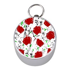 Red Roses 2 Mini Silver Compasses