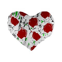 Red Roses 2 Standard 16  Premium Flano Heart Shape Cushions by Valentinaart