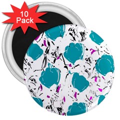 Cyan Roses 3  Magnets (10 Pack) 