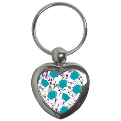 Cyan Roses Key Chains (heart) 