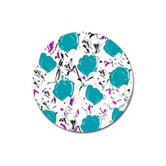 Cyan Roses Magnet 3  (round)