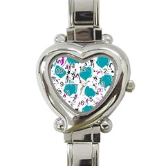 Cyan Roses Heart Italian Charm Watch