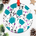 Cyan roses Round Ornament (Two Sides)  Front