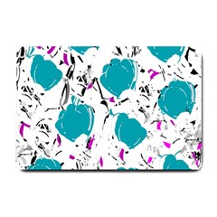 Cyan Roses Small Doormat  by Valentinaart