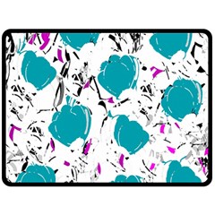 Cyan Roses Fleece Blanket (large)  by Valentinaart