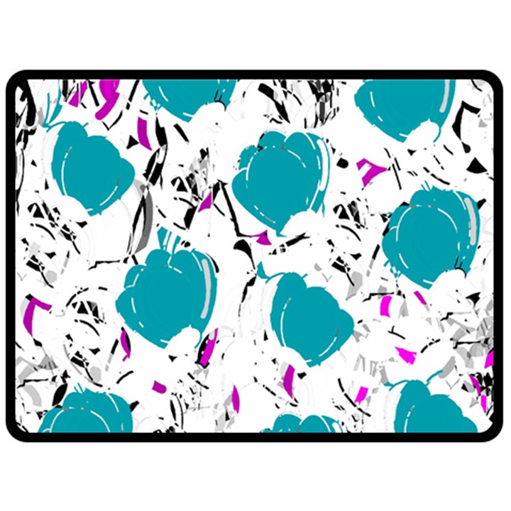 Cyan roses Fleece Blanket (Large) 