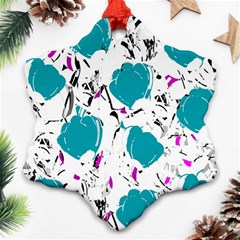 Cyan Roses Snowflake Ornament (2-side)