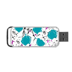 Cyan Roses Portable Usb Flash (one Side) by Valentinaart