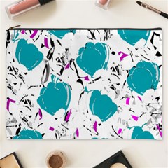 Cyan Roses Cosmetic Bag (xxxl)  by Valentinaart