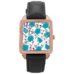 Cyan Roses Rose Gold Leather Watch  by Valentinaart