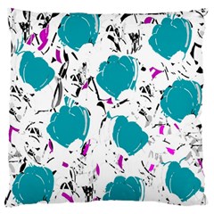 Cyan Roses Large Flano Cushion Case (two Sides)