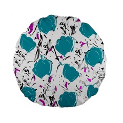 Cyan Roses Standard 15  Premium Flano Round Cushions