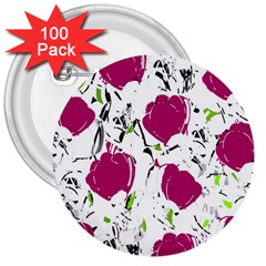 Magenta Roses 3  Buttons (100 Pack)  by Valentinaart