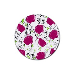 Magenta Roses Rubber Coaster (round) 