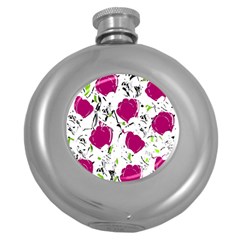 Magenta Roses Round Hip Flask (5 Oz) by Valentinaart