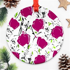 Magenta Roses Round Ornament (two Sides) 