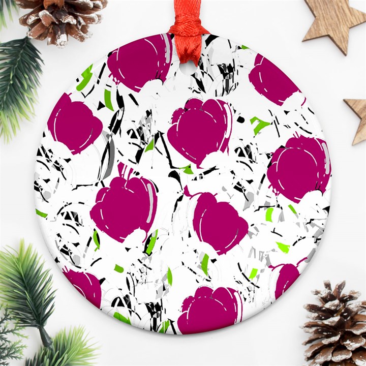 Magenta roses Round Ornament (Two Sides) 