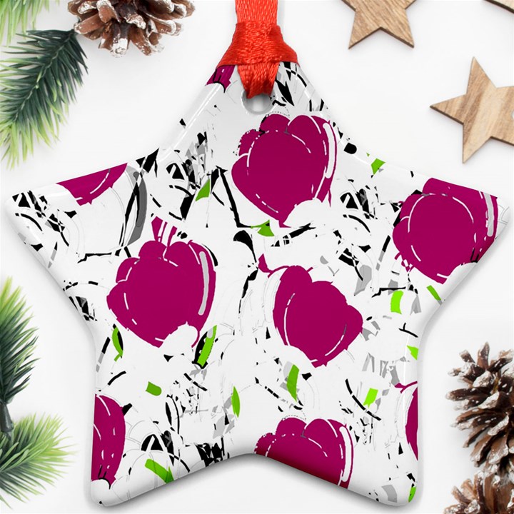 Magenta roses Star Ornament (Two Sides) 