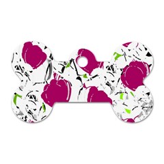 Magenta Roses Dog Tag Bone (one Side)