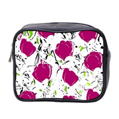 Magenta Roses Mini Toiletries Bag 2-side by Valentinaart