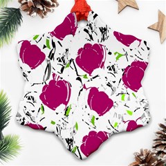 Magenta Roses Snowflake Ornament (2-side)