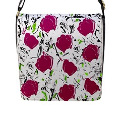 Magenta Roses Flap Messenger Bag (l) 