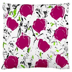 Magenta Roses Large Flano Cushion Case (one Side)