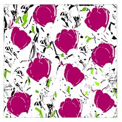 Magenta Roses Large Satin Scarf (square) by Valentinaart